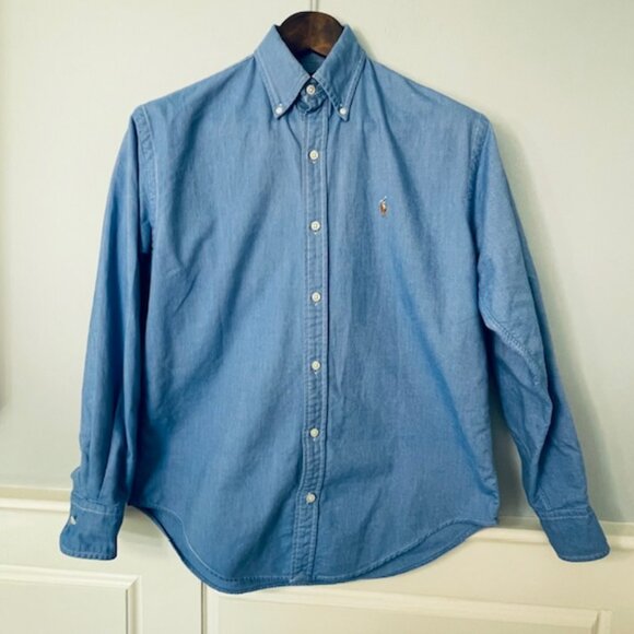 Ralph Lauren Tops - Ralph Lauren Pin Point Oxford Cloth Women's Button Up Shirt French Blue 2